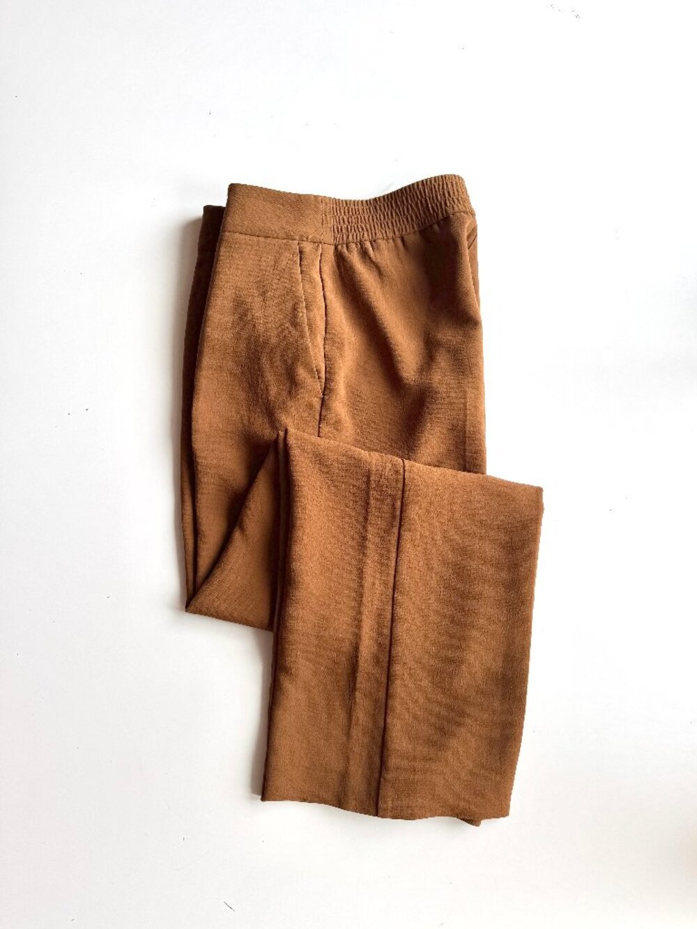 Aritzia WILFRED Alanya Crepette Brown Crepe Wide Leg Trousers Pants, Size 6
